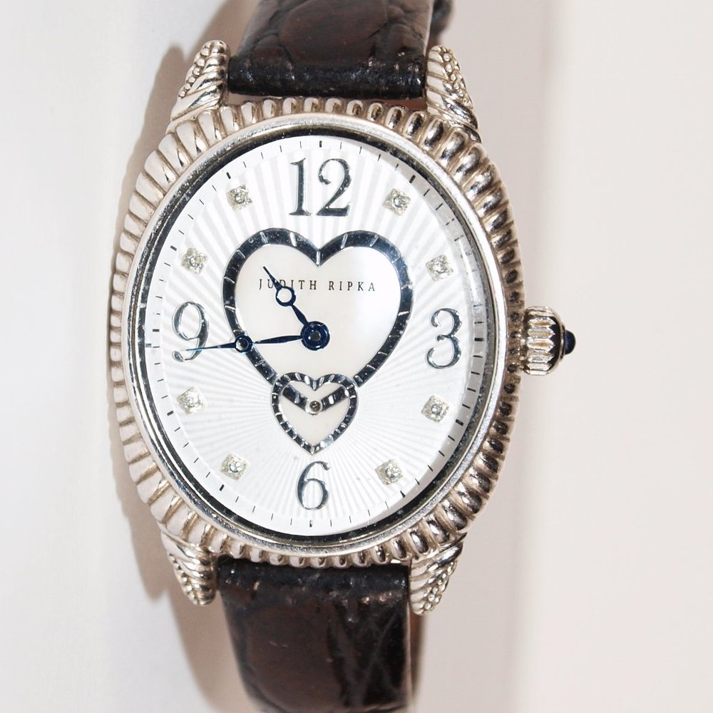 Judith Ripka Sterling Silver Diamonique(R) Mother of Pearl Hearts Watch